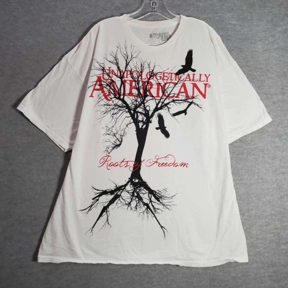 Ranger Up Men Shirt 2XL White American Roots Of Freedom Graphic Short Sleeve Tee